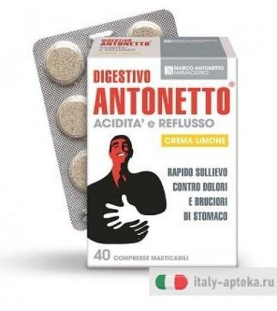 Digestivo Antonetto Acidità E Reflusso   Limone 40 Compresse Masticabili
