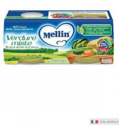 Mellin Omogeneizzato Verdura, Verdure miste, 2 x 80g, 4 mesi