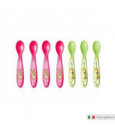 set 7 cucchiai rosa/verde