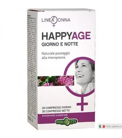 Happyage Giorno e Notte naturale passaggio alla menopausa 30 compresse giorno + 30 compresse notte