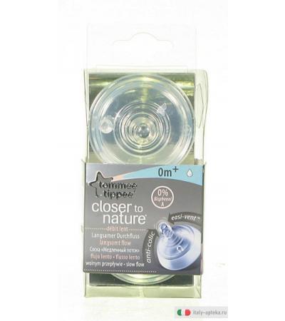 Tommee Tippee Tettarelle flusso lento 0m+ 2 pezzi