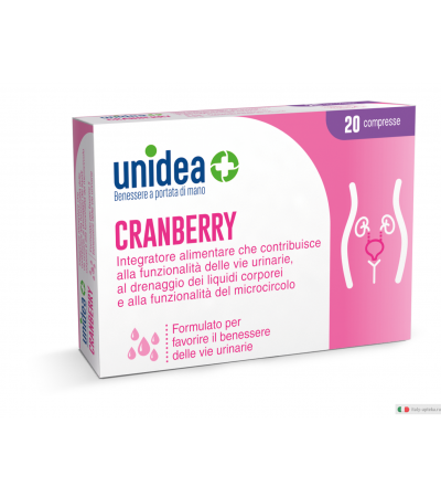 Unidea Cranberry utile per le vie urinarie e per il drenaggio 20 compresse