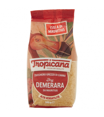 Tropicana Zucchero Grezzo di Canna Dry Demerara da Mauritius 500 g